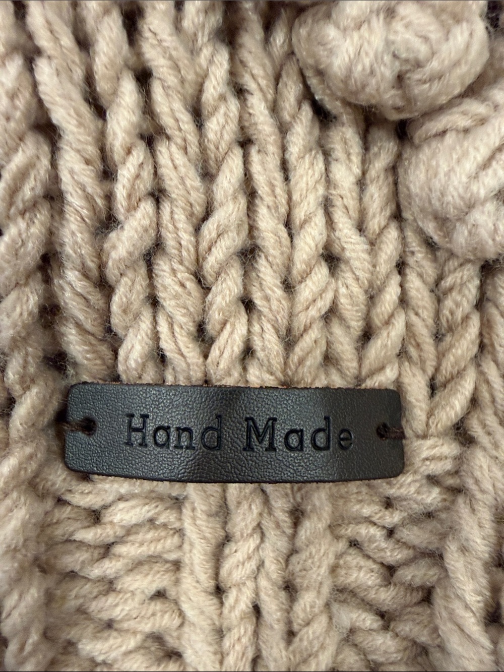 Wishlist Handmade Look Chunky Bobble Knit Sweater M/L Oversized Taupe Cozy Boho - Picture 4 of 7